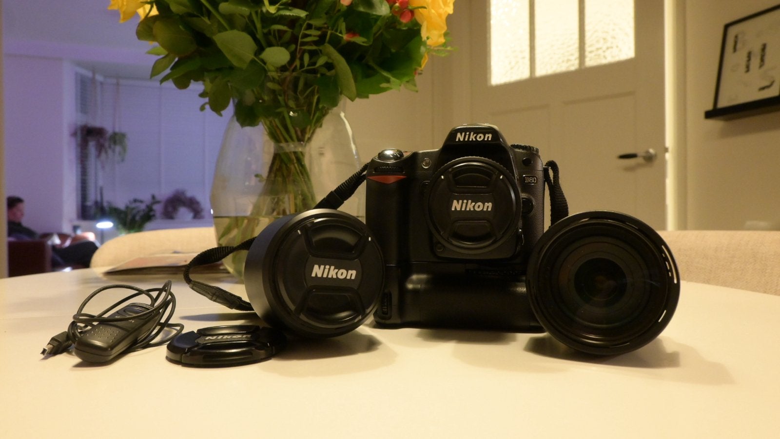 Nikon D80 DSLR met 3 lenzen en accessoires lees goed, Gebruikt, Spiegelreflex, Ophalen of Verzenden, Accu