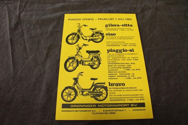 Piaggio Vespa Gilera Citta  Bravo1983  bromfiets prijslijst, Ophalen of Verzenden, Gebruikt