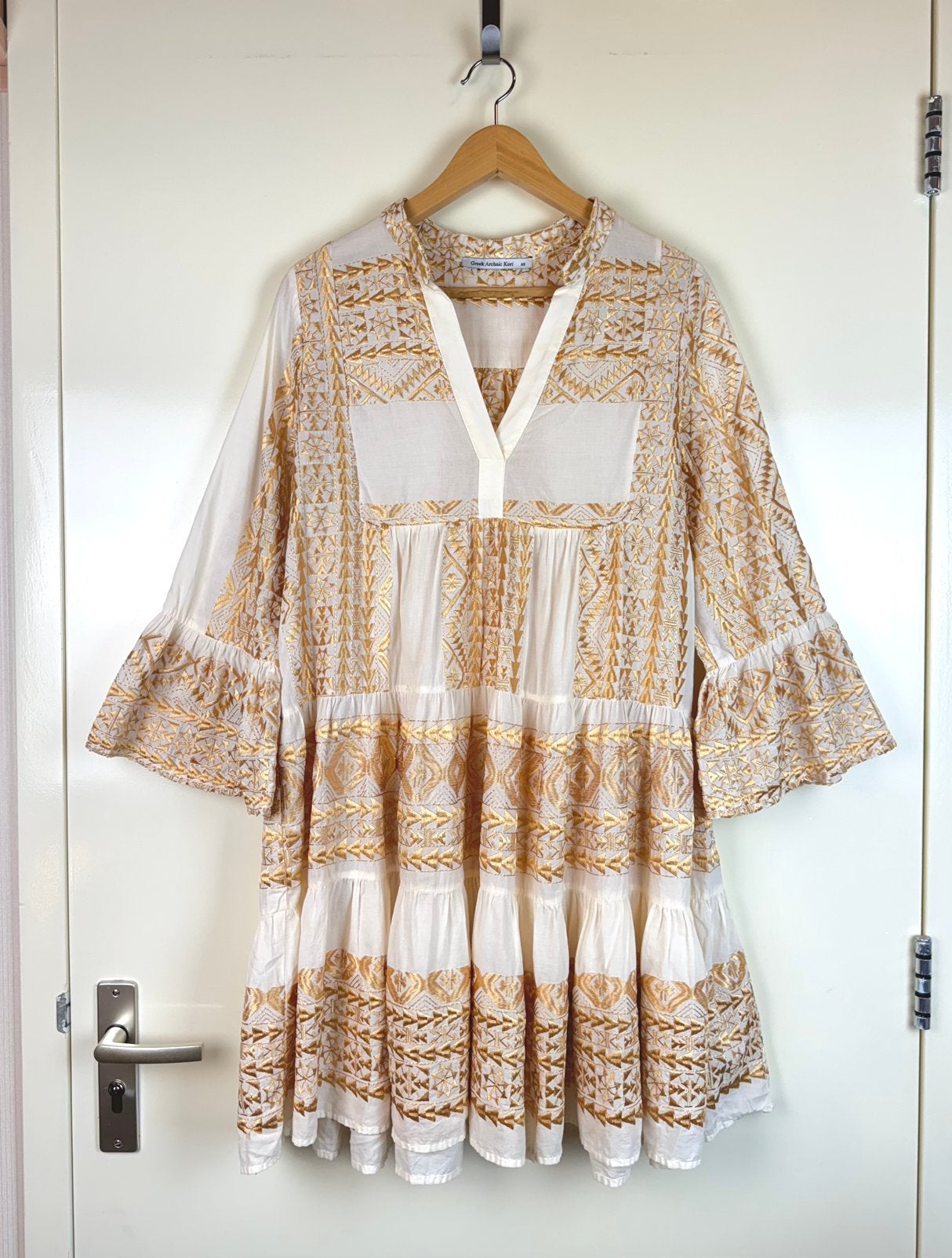 GREEK ARCHAIC KORI Embroidered Mini Dress Ikat Boho Resort, Ophalen of Verzenden, Zo goed als nieuw, Maat 36 (S), Boven de knie