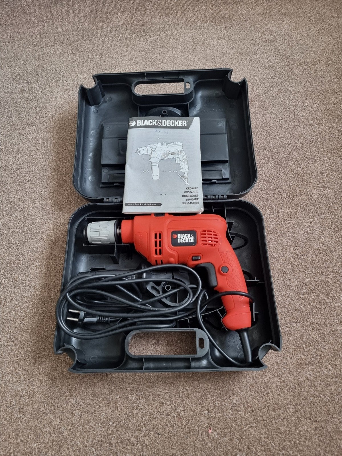Black & Decker Boormachine KR504CRES 500W met koffer, Gebruikt, Variabele snelheid, 400 tot 600 watt, Ophalen