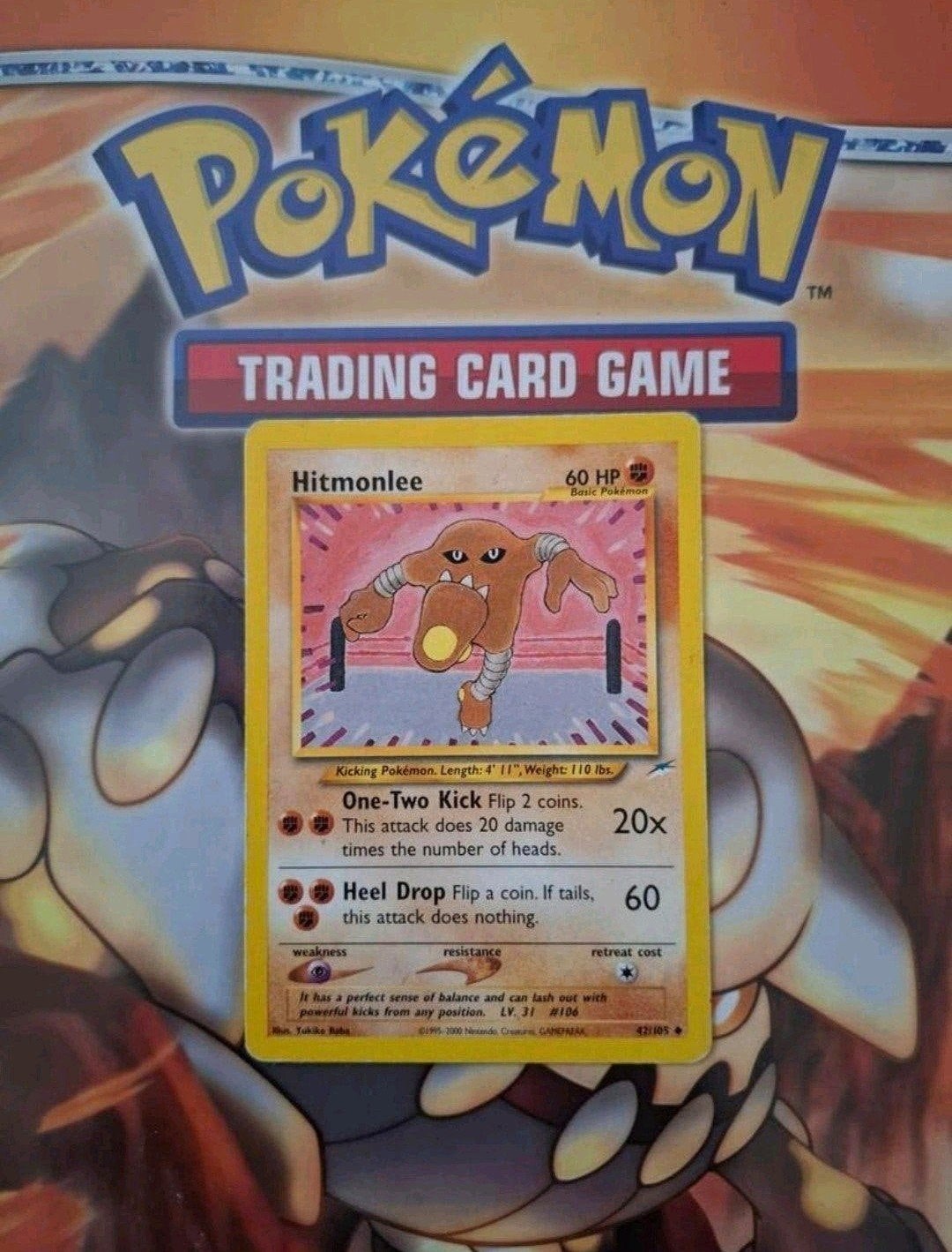 Hitmonlee 42/105 Neo Destiny pokemon kaart, Ophalen of Verzenden, Gebruikt, Losse kaart