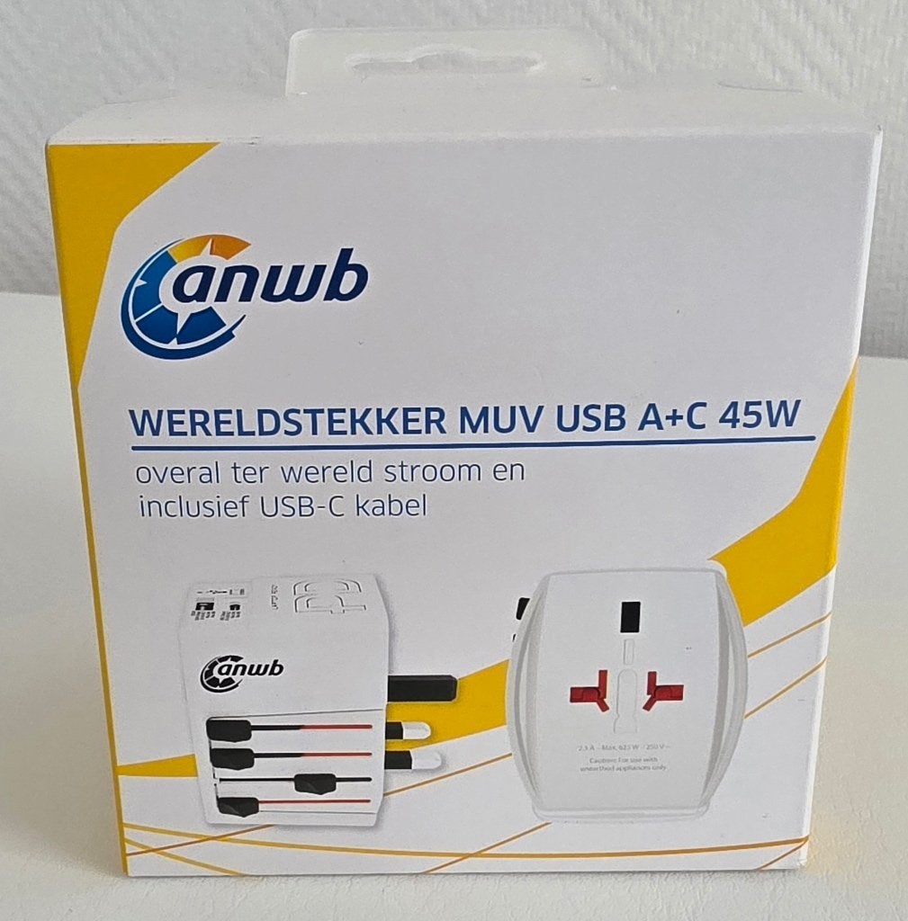 ANWB Wereldstekker MUV USB A+C 45W – Nieuw in doos!, Caravans en Kamperen, Ophalen of Verzenden, Nieuw