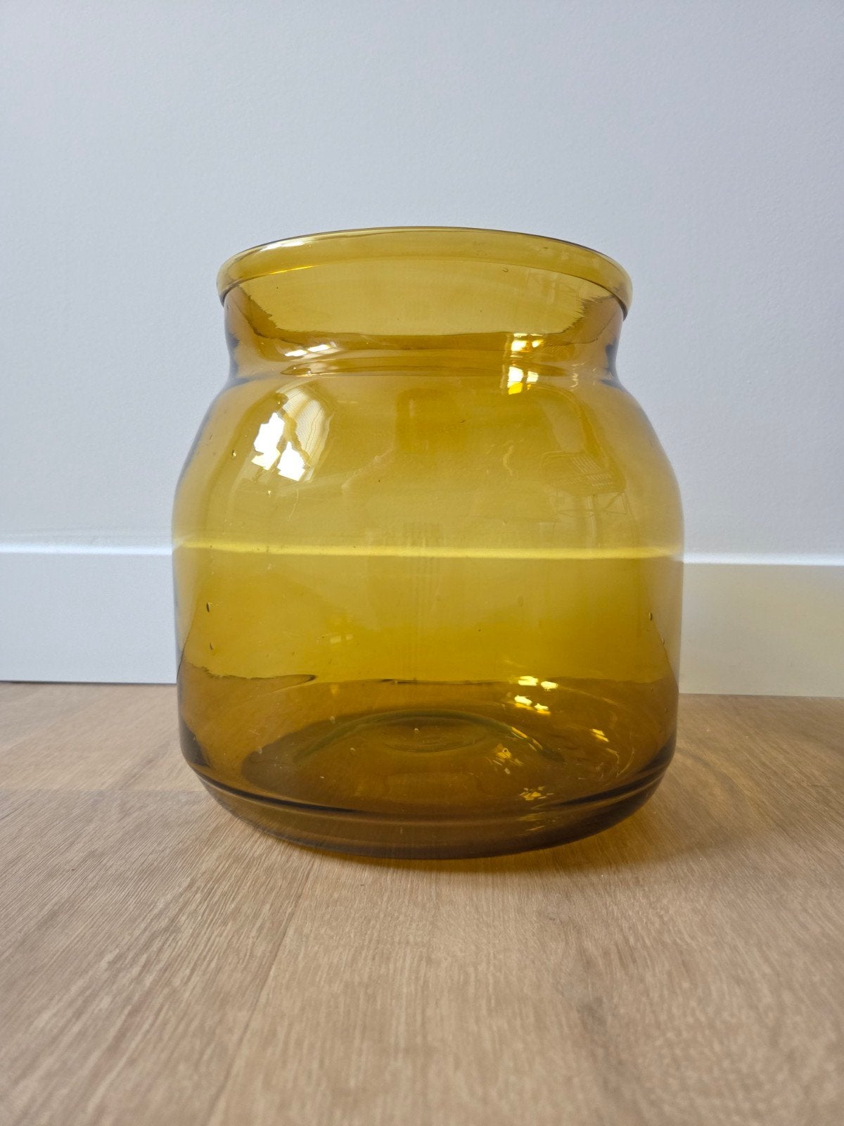 Gele glazen vaas, Ophalen, Geel, 22 cm, Glas