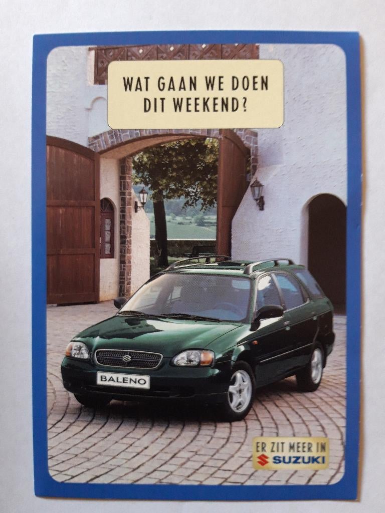 reclame ansichtkaart Suzuki Baleno Estate, Ophalen of Verzenden, Zo goed als nieuw, Auto's