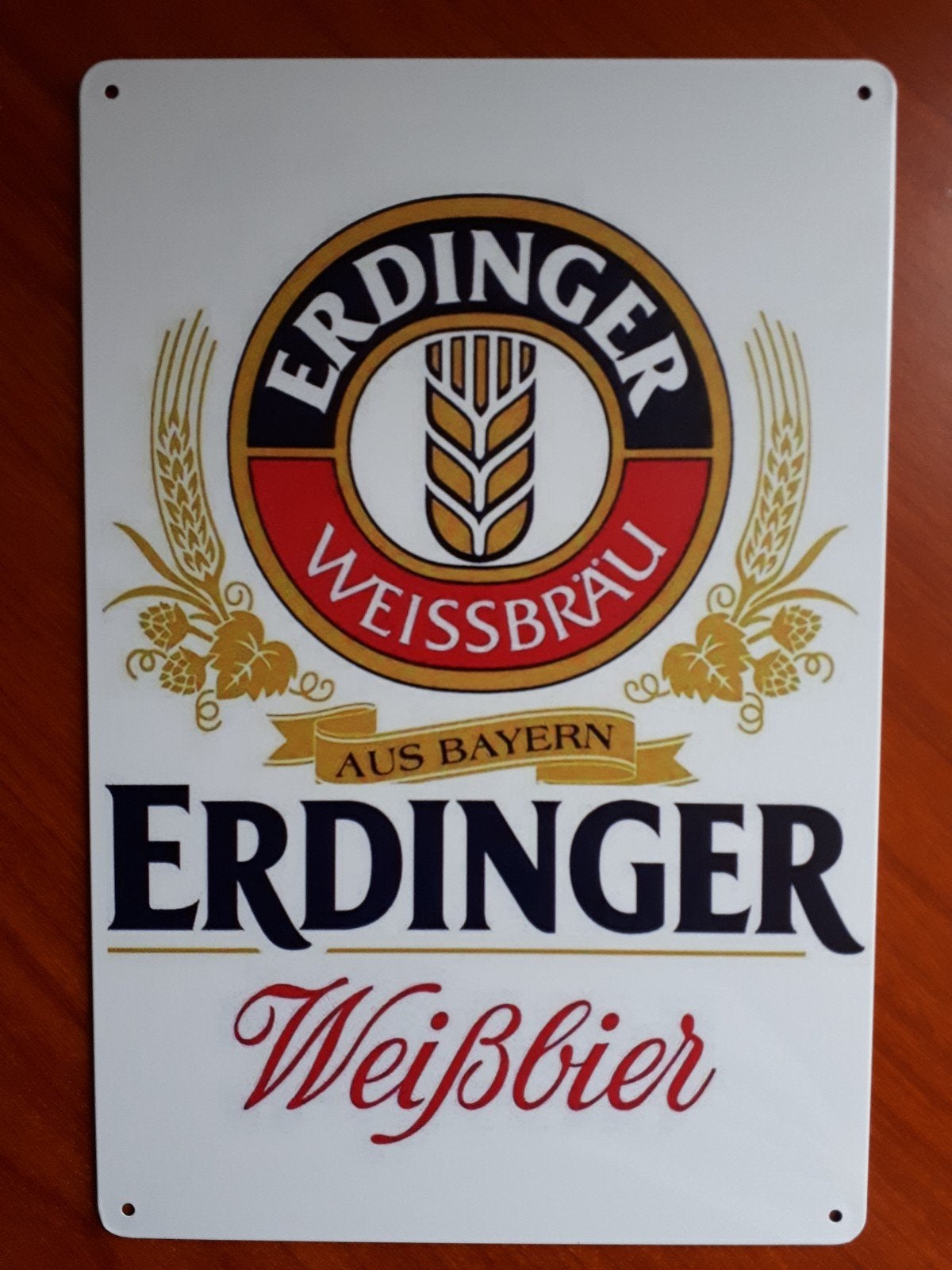 Erdinger 20x30 cm Metalen Reclamebord, Ophalen of Verzenden, Nieuw, Reclamebord, Plaat of Schild, Overige merken