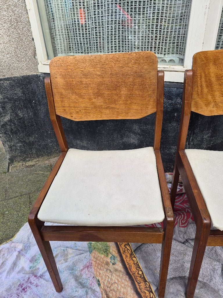 Vintage houten vintage eetkamerstoelen, Art-deco 2 stuks, Ophalen, Gebruikt, Twee, Wit