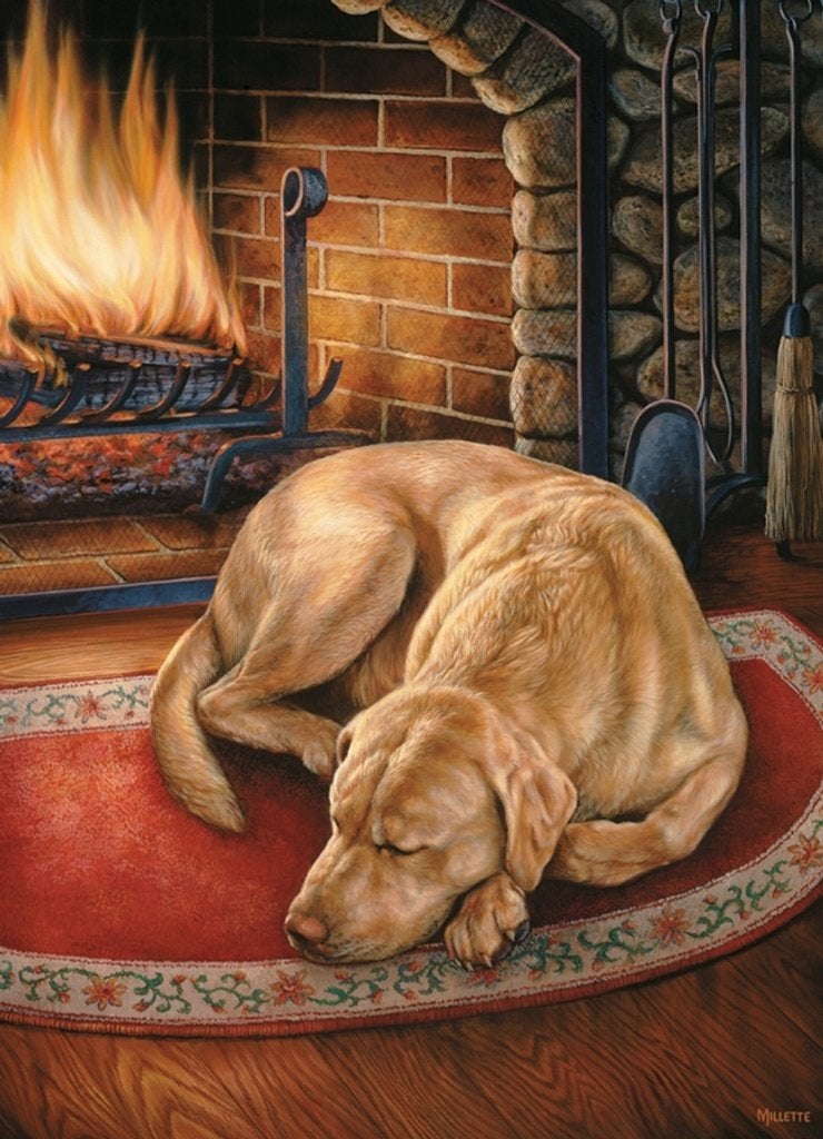 Cobble Hill legpuzzel 1000 nieuw hond bij haardvuur, Hobby en Vrije tijd, Ophalen of Verzenden, 500 t/m 1500 stukjes, Nieuw