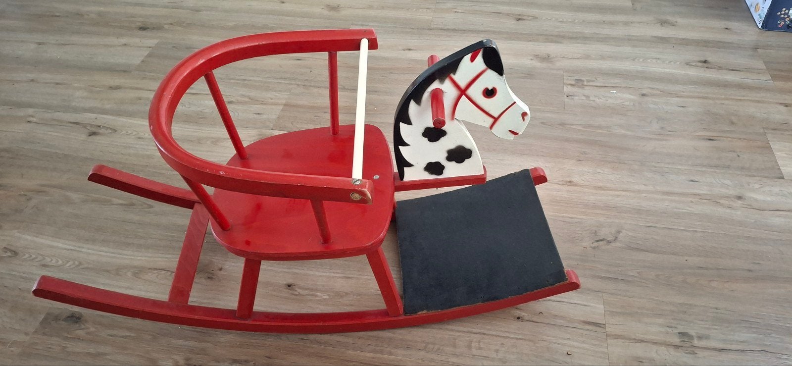 Vintage houten hobbelpaard - Rood, jaren 70, Ophalen of Verzenden, Gebruikt, Jongen of Meisje