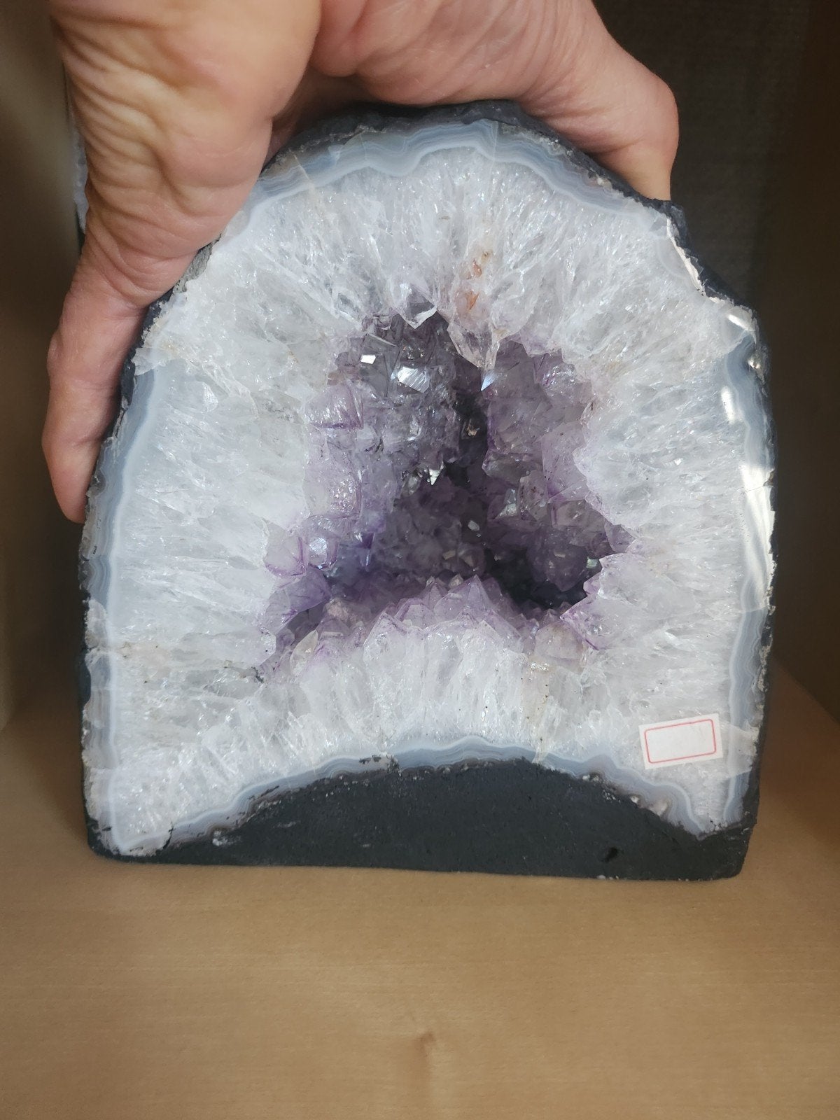 Prachtige Amethist Geode - Natuurlijke Kristalformatie, Ophalen of Verzenden, Zo goed als nieuw
