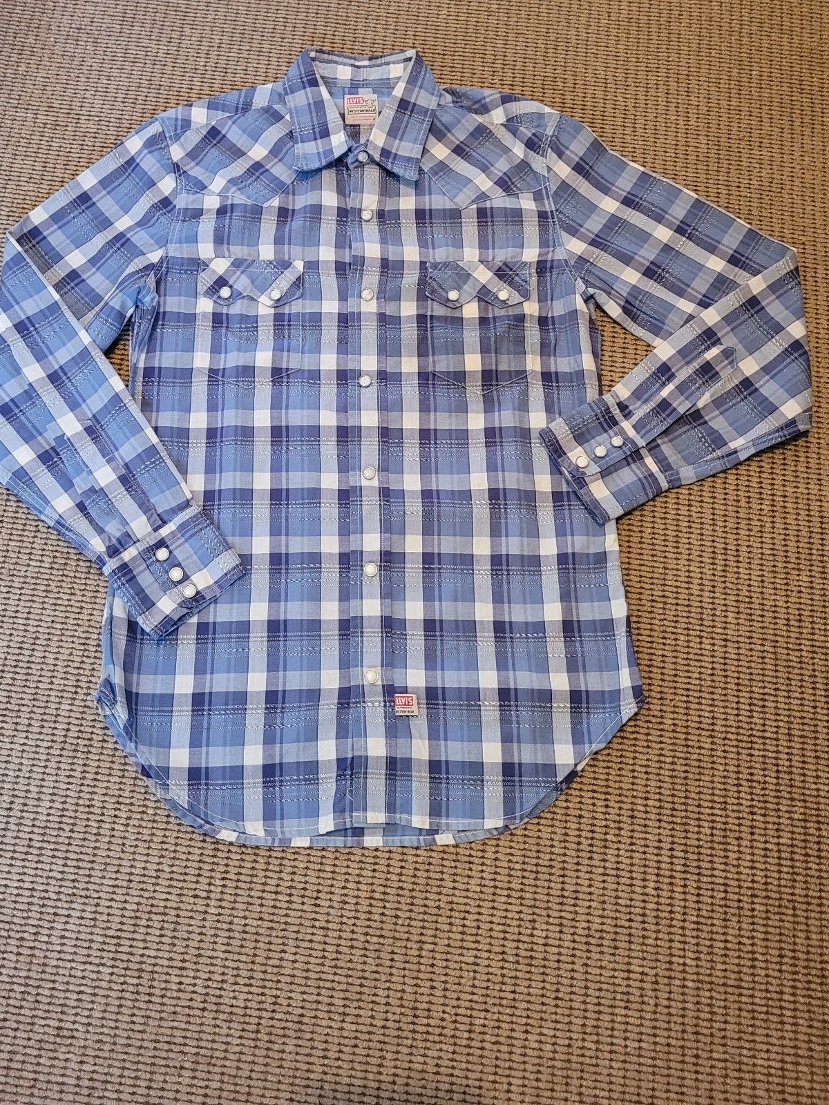 Vintage Levi's Blouse Westernhemd M - '96, Ophalen of Verzenden, Zo goed als nieuw, Blauw, Levi's