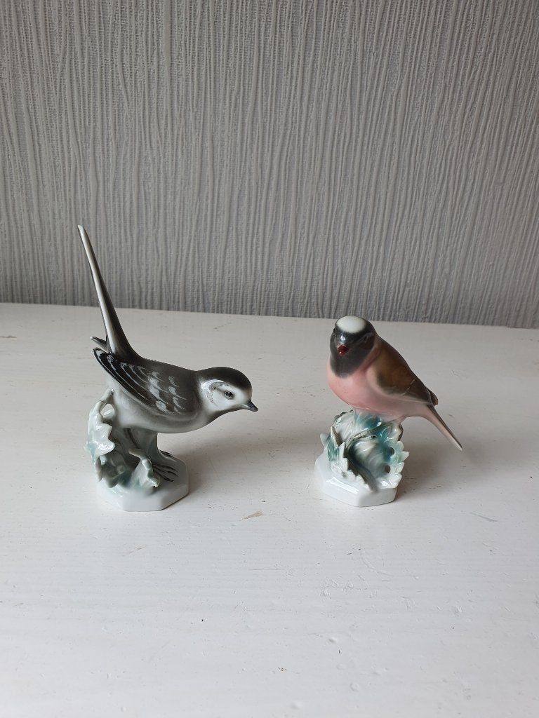 Set van 2 Porseleinen Vogels Unterweißbach (Heinz Schaubach), Ophalen of Verzenden, Gebruikt, Dier