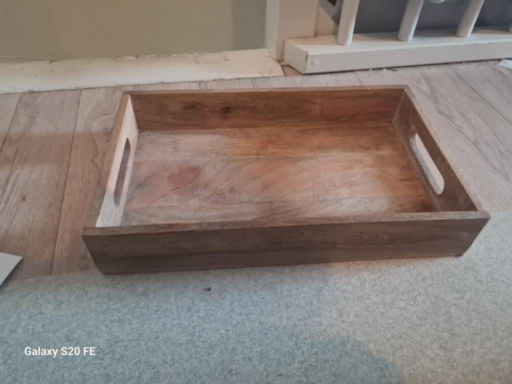 4 dienbladen, Ophalen of Verzenden, Zo goed als nieuw, Rond, Hout