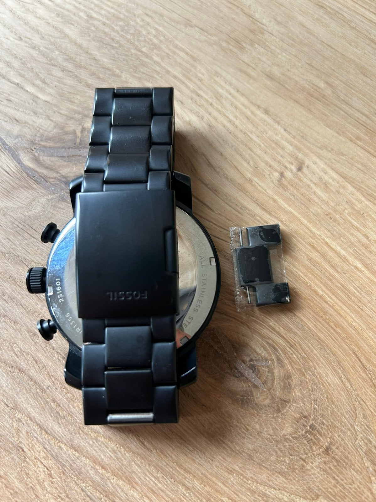 Horloge heren Fossil nate JR1356, Staal, Staal, Polshorloge, Zo goed als nieuw