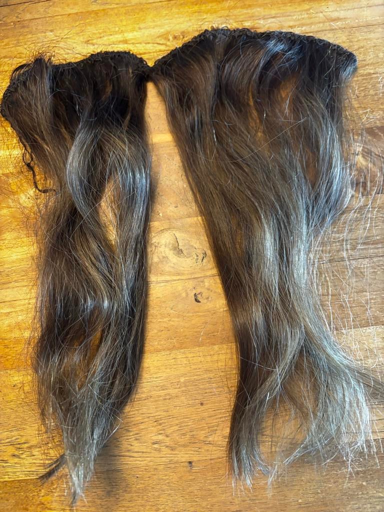 Real Hair Echt Haar Extensions - 4 banen, 37 cm, Lichtbruin, Ophalen of Verzenden, Zo goed als nieuw, Pruik of Haarverlenging