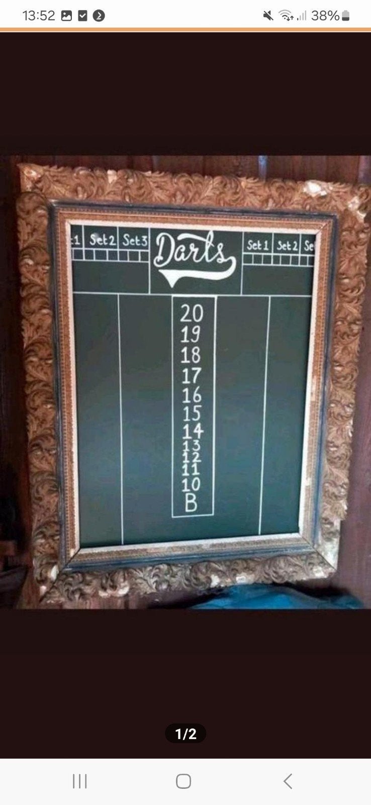 Uniek Antiek Darts Scorebord in Lijst - 100x80 cm, Antiek en Kunst, Ophalen of Verzenden