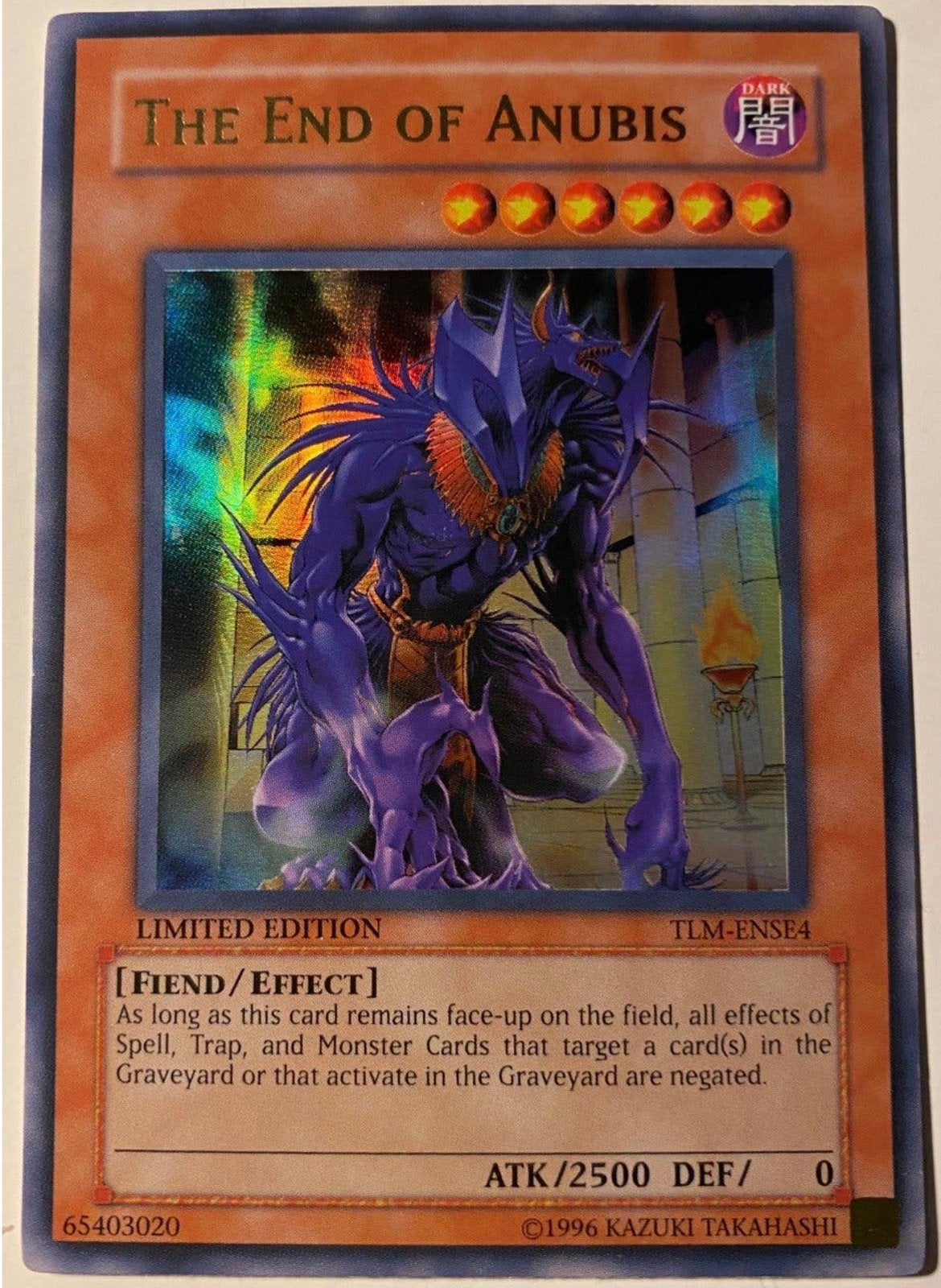 Yu-Gi-Oh! The End of Anubis TLM Limited Edition !, Ophalen of Verzenden, Zo goed als nieuw, Losse kaart, Foil