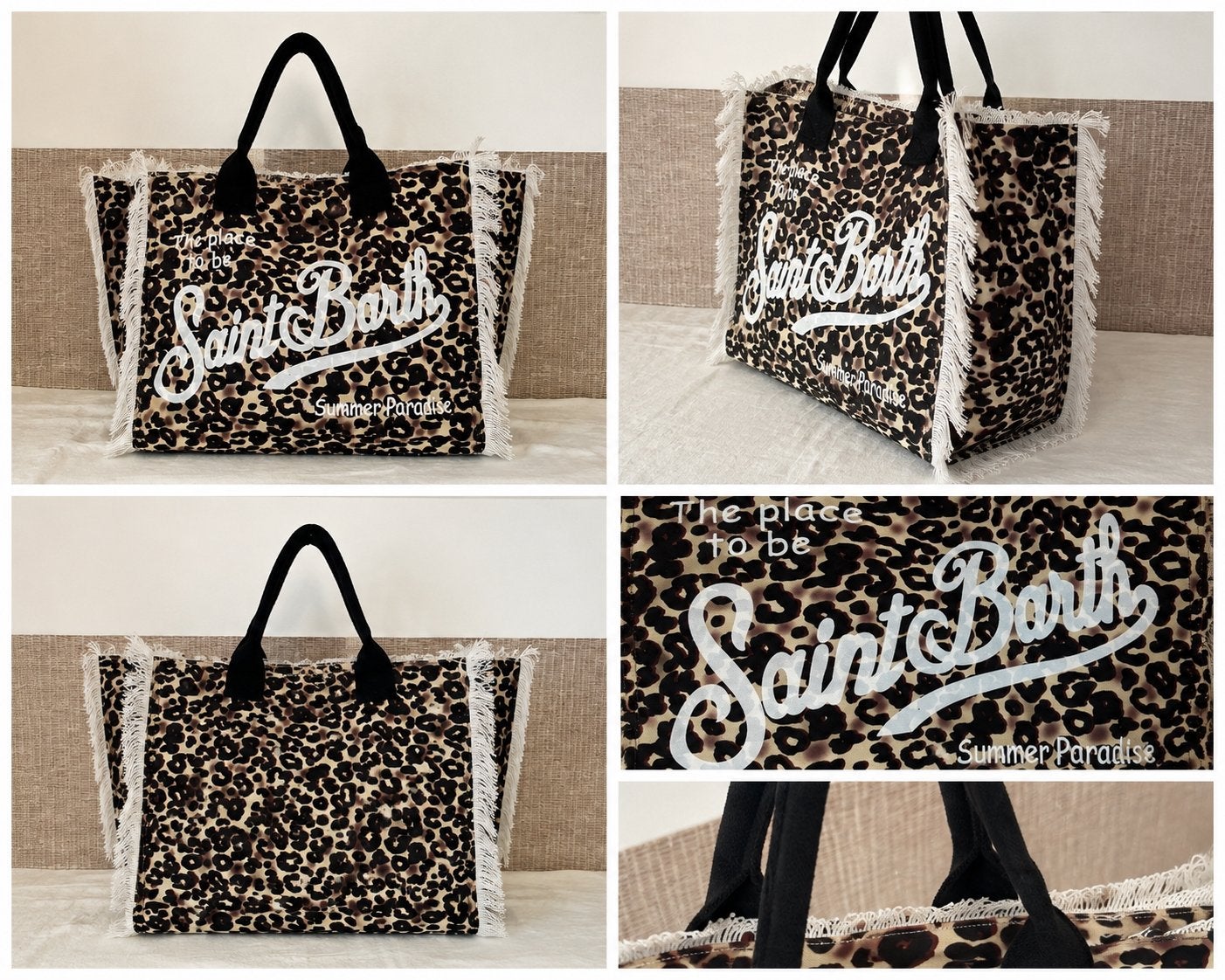 Trendy Saint Barth tas – panterprint, Ophalen of Verzenden, Nieuw, Zwart, Shopper