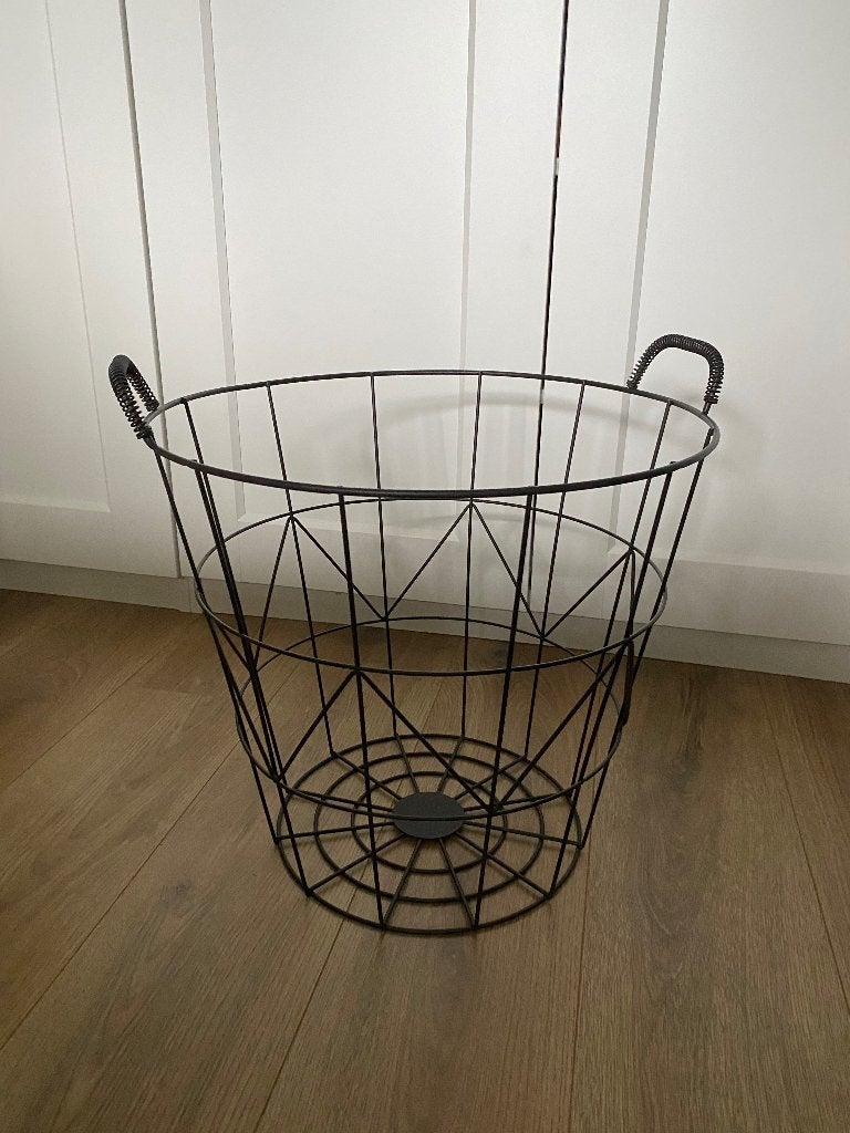 Metalen draadmand, Ophalen, Met handvatten, Mand, Rond