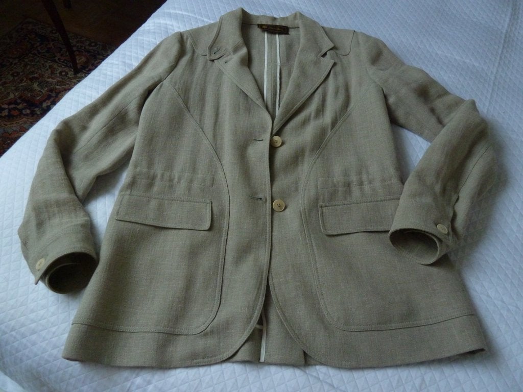 Loro Piana linnen safari jasje, lindegroen, mt. 44 IT, zgan, Kleding | Dames, Maat 38/40 (M), Verzenden, LORO PIANA, Zo goed als nieuw