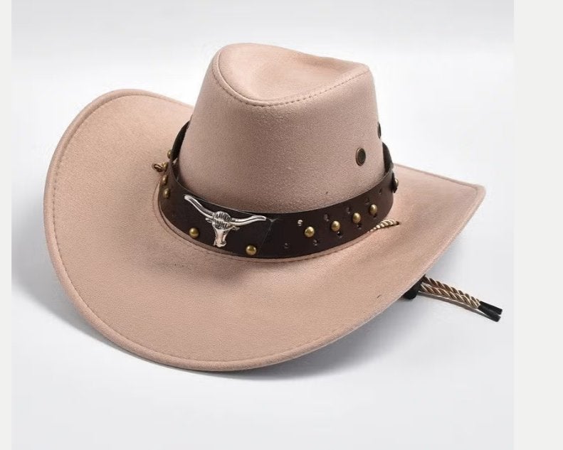Vintage stijl cowboy hoed met prachtig embleem unisex, Ophalen of Verzenden, Nieuw, One size fits all