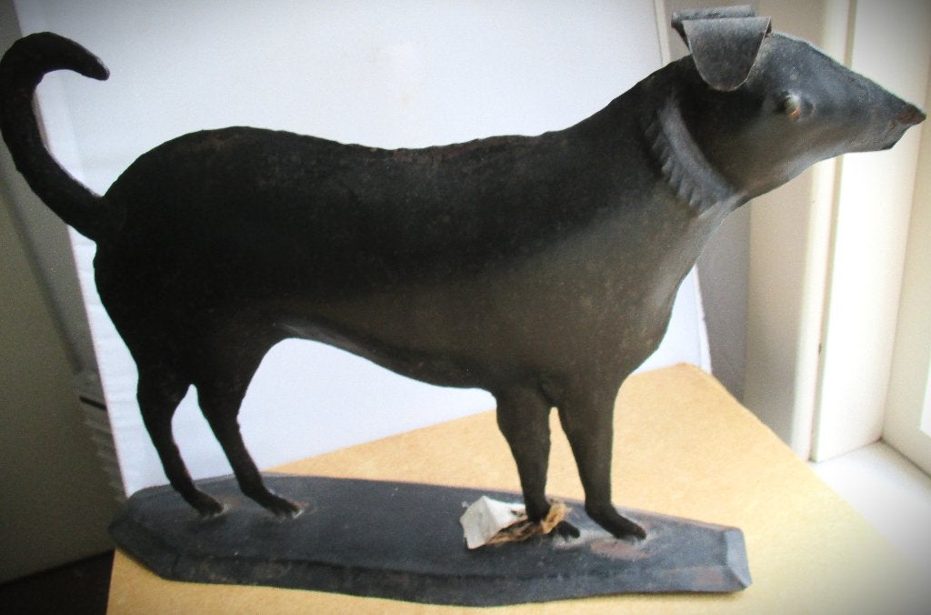 Hond~Zwart Metaal~Smeedijzer~40 cm x 28 cm~Handgemaakt, Verzamelen, Ophalen of Verzenden, Zo goed als nieuw, Dier