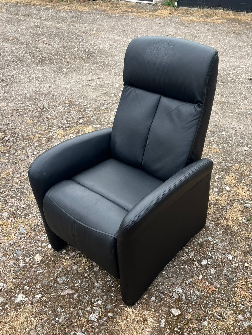 Zwart leren fauteuil - Dakota, Ophalen, Zo goed als nieuw, 75 tot 100 cm, 50 tot 75 cm
