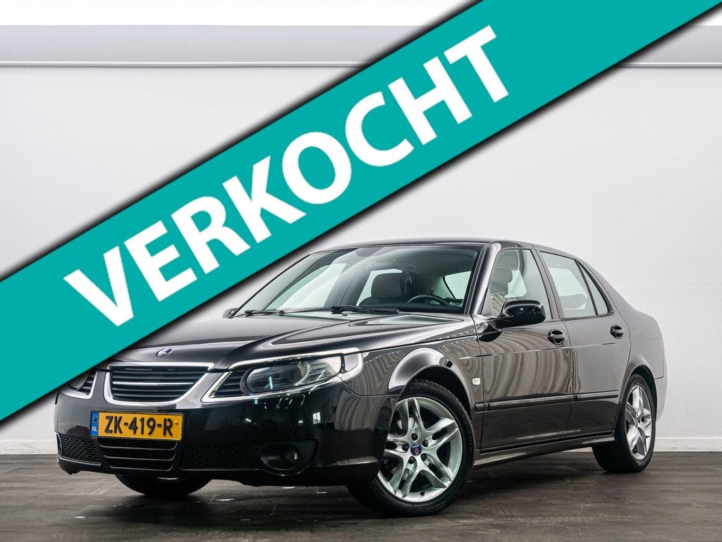 Saab 9-5 2.3t Linear 185 Pk Automaat/Leer/Navi/Stoelverw., Auto's, Saab, Zwart, 4 cilinders, 2290 cc, 1505 kg