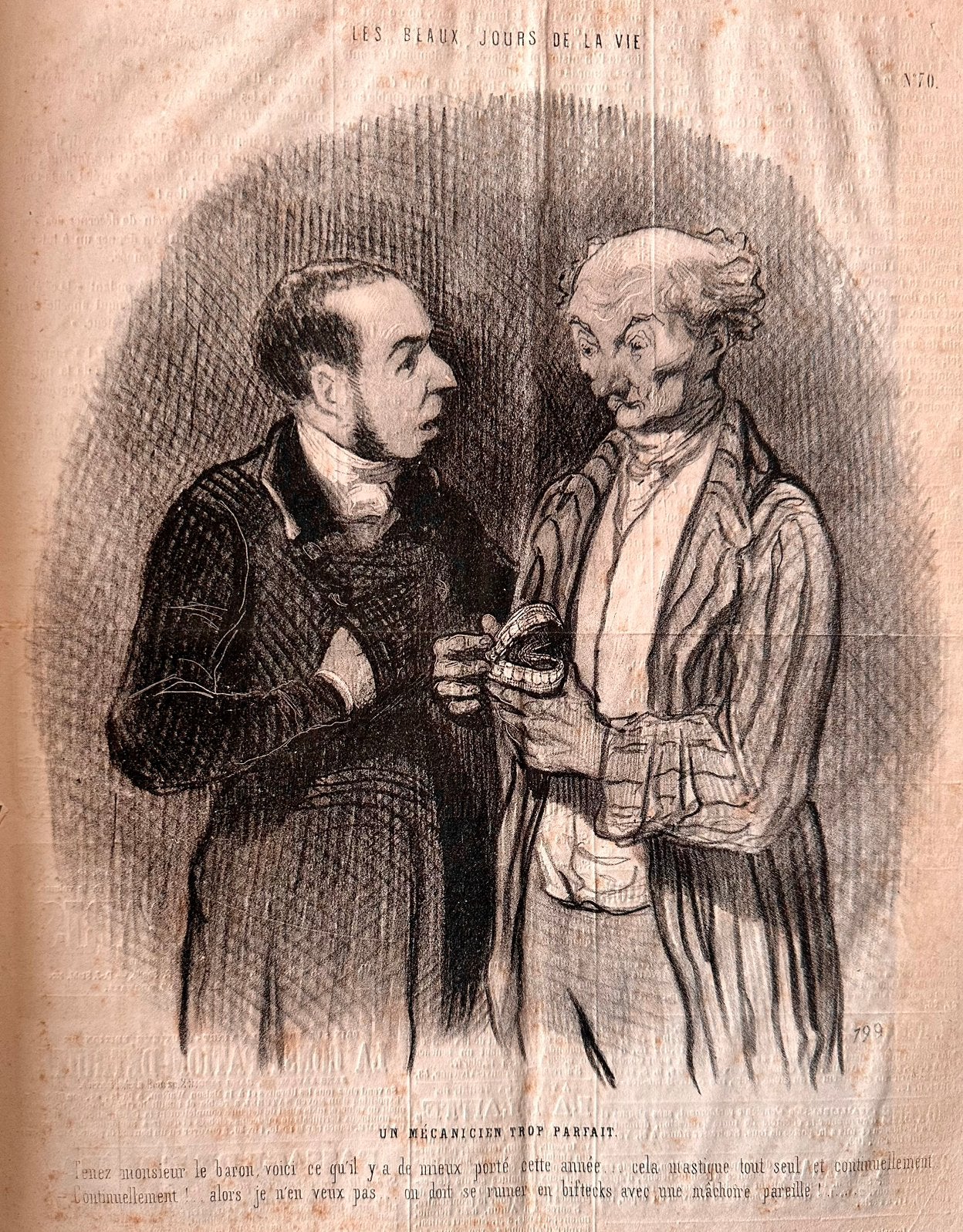 H. Daumier, orig. litho , Ca.1850, Kunstgebit Spotprent, Ophalen of Verzenden