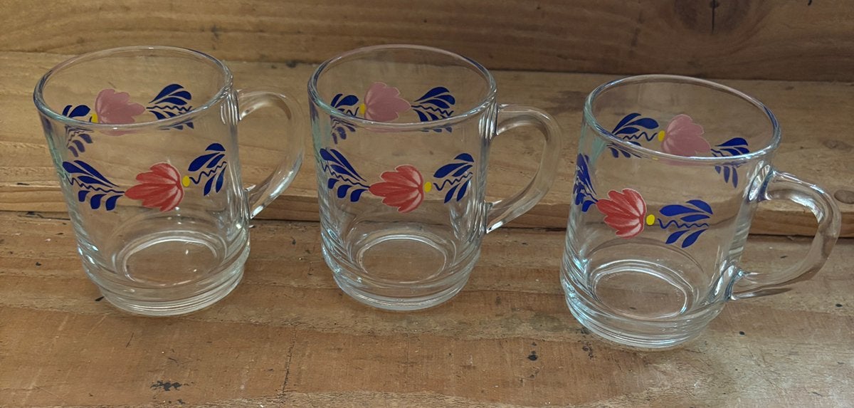 Boerenbont theeglazen, Huis en Inrichting, Ophalen of Verzenden, Zo goed als nieuw, Aardewerk, Overige typen