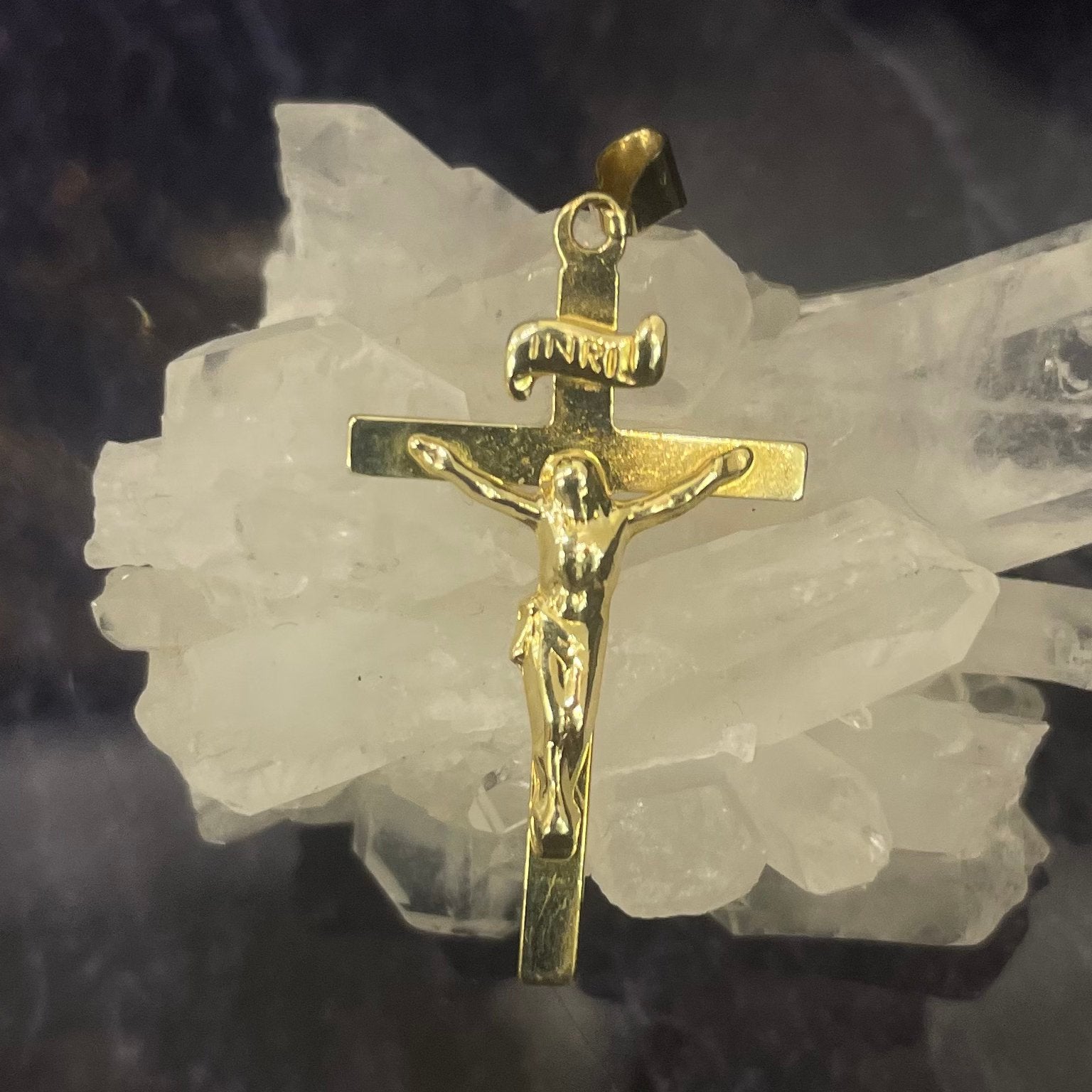 14k gouden jezus kruis hanger, Sieraden, Tassen en Uiterlijk, Kettinghangers, Ophalen of Verzenden, Zo goed als nieuw, Kruis of Symbool