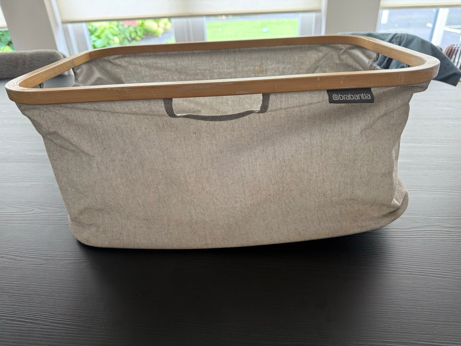 Brabantia vouwbare wasmand grijs met houten rand 40 Liter, Huis en Inrichting, Ophalen of Verzenden, Gebruikt