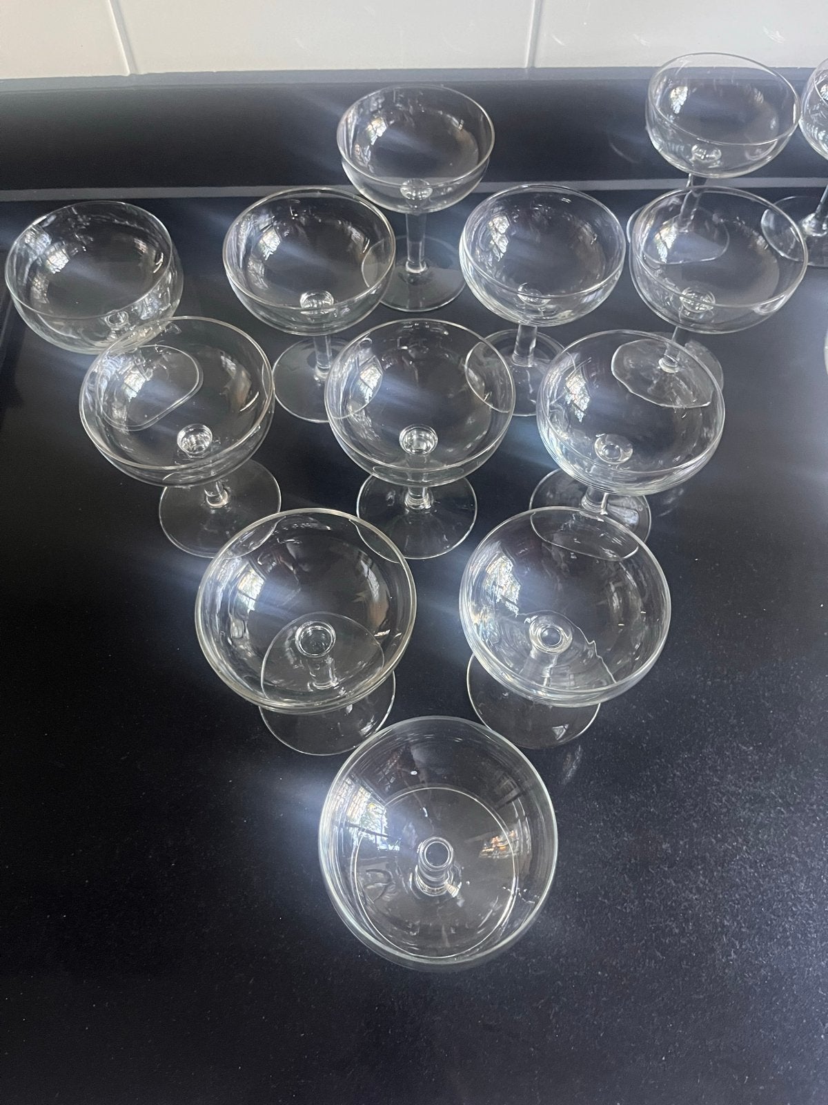 15 kristallen Vintage Champagne Coupes -by Elegante Glazen, Antiek en Kunst, Antiek | Glas en Kristal, Ophalen