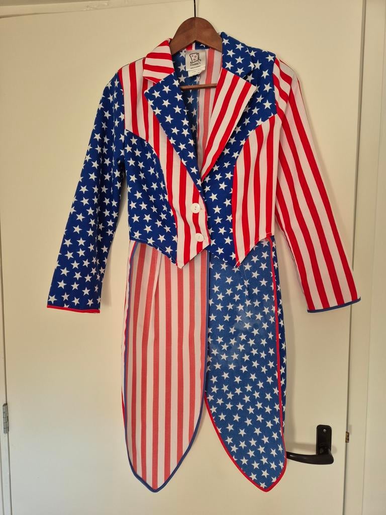 Slipjas USA / Amerika -  maat XS - carnaval, Carnaval, Ophalen of Verzenden, Maat 34 (XS) of kleiner, Gedragen