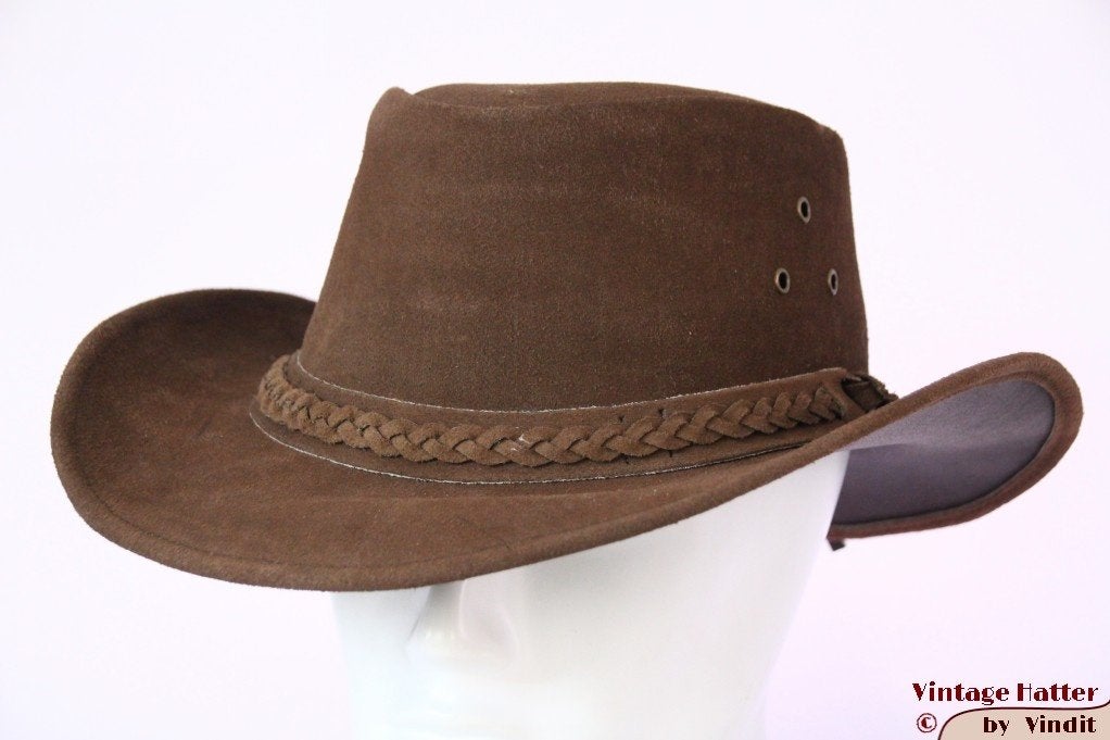 Australische Western hoed Hawkins bruin geruwd leer 59 en 60, 60 cm (XL, 7½ inch) of meer, Hoed, Nieuw, Ophalen of Verzenden