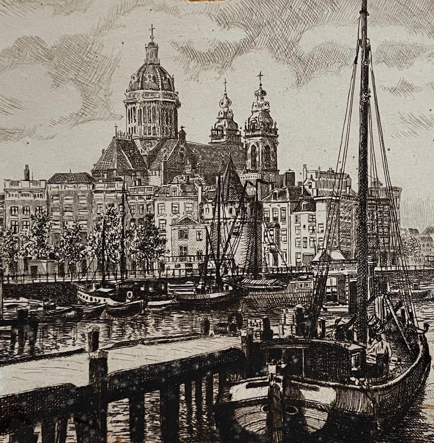 Oude ets van Amsterdam, Antiek en Kunst, Kunst | Etsen en Gravures, Ophalen of Verzenden
