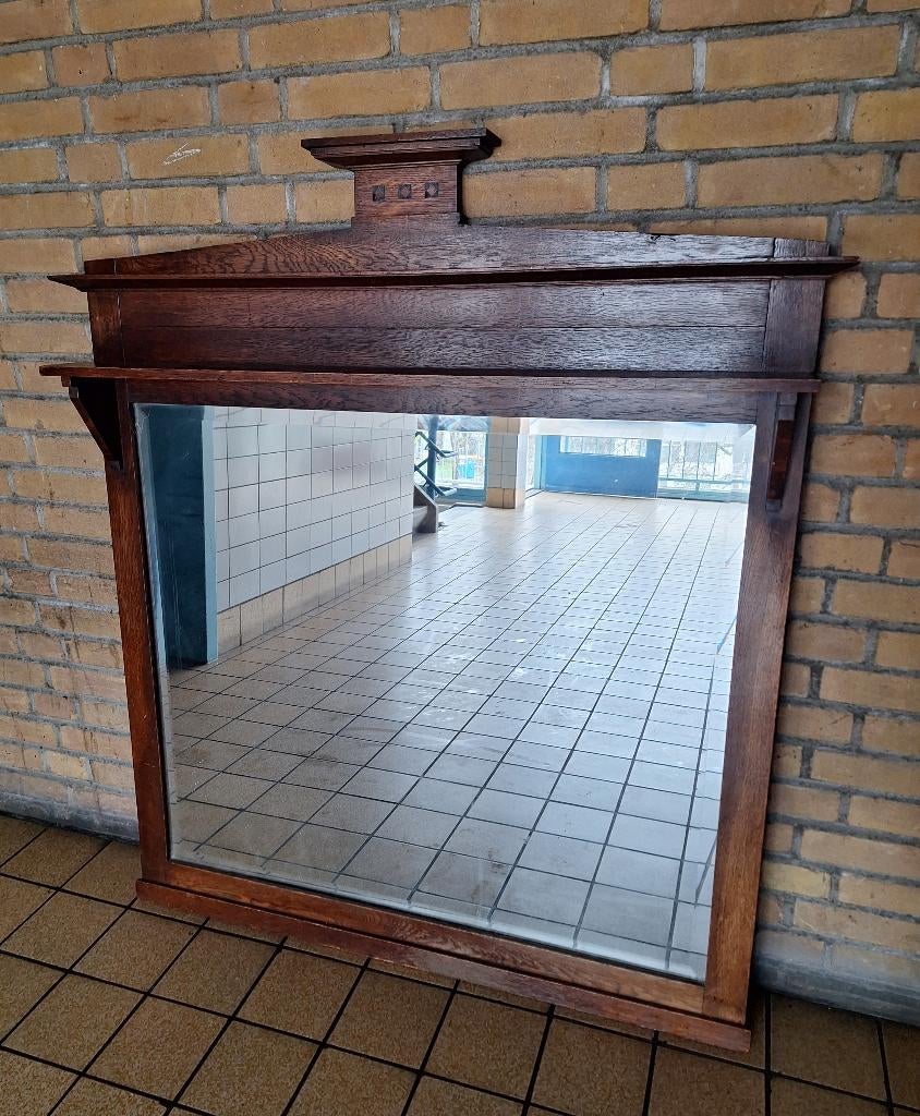 Grote spiegel Amsterdamse school, Antiek en Kunst, Antiek | Spiegels, Ophalen of Verzenden, Rechthoekig, 100 tot 150 cm, 100 tot 150 cm