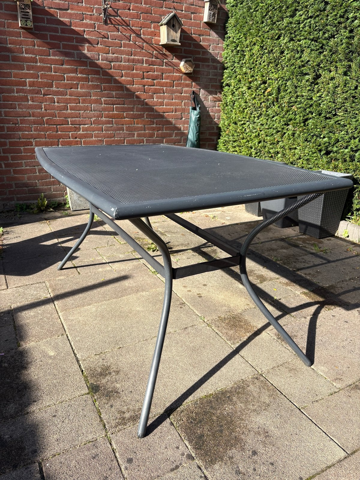 Tuintafel 150x90x75 cm - Grijs Metaal, Ophalen, Gebruikt, Rechthoekig, Metaal