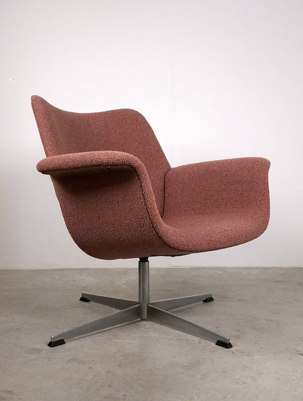 Vintage 60's Topform Tulip fauteuil | de Ploeg stof, Ophalen, 75 tot 100 cm, Zo goed als nieuw, Stof