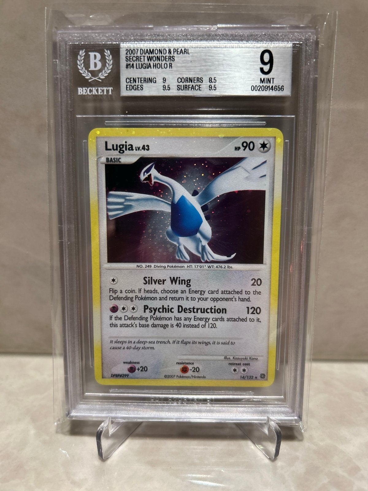 BGS 9 Lugia Holo #14 HOLO BLEED Secret Wonders, Ophalen of Verzenden, Zo goed als nieuw, Losse kaart, Foil