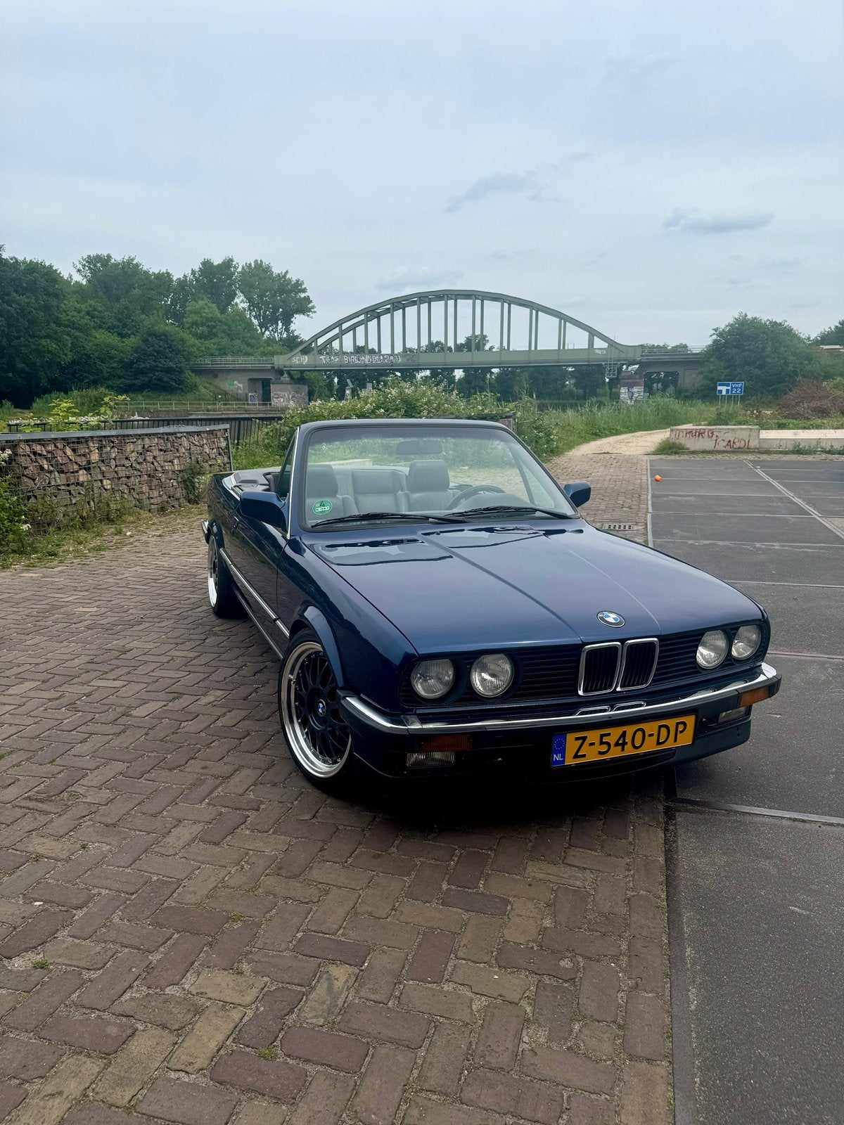 BMW 325i 1986 cabriolet, Achterwielaandrijving, Cabriolet, Blauw, Leder