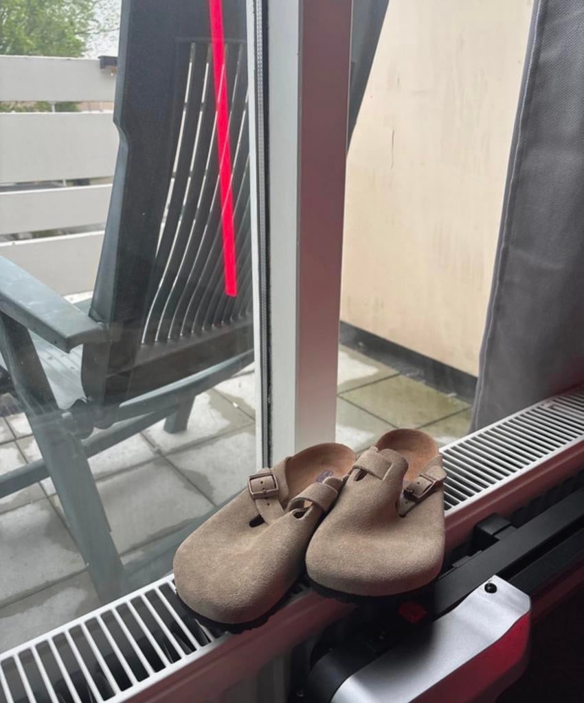 Birkenstock Boston Clogs - Beige Suède, Ophalen of Verzenden, Gedragen, Beige, Instappers