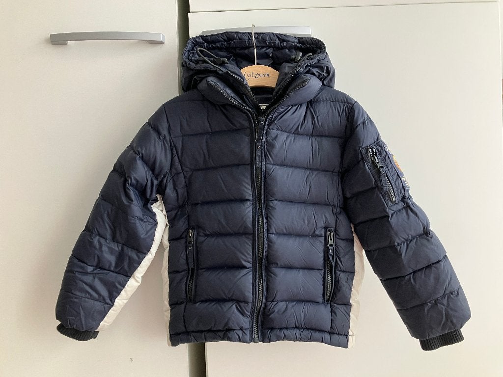 American Outfitters Jas Winterjas Bomberjack Blauw, Mt. 116, American Outfitters, Ophalen of Verzenden, Zo goed als nieuw, Jongen