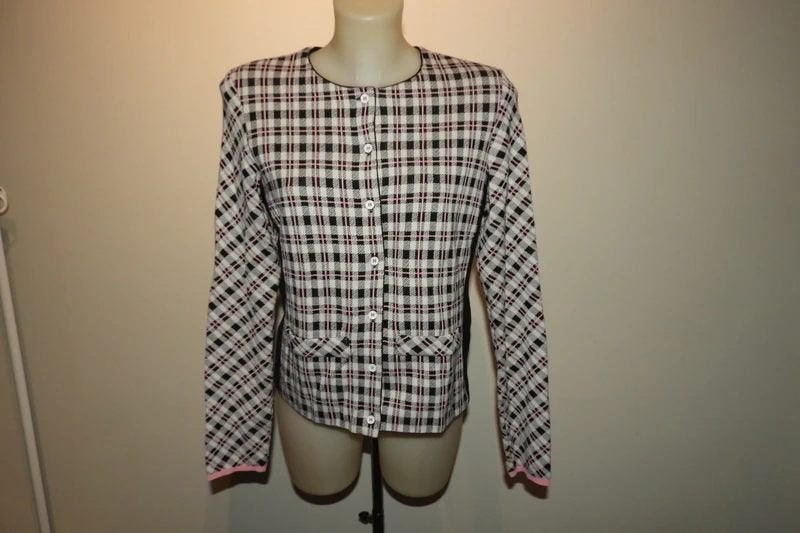 Marccain vest mooie ruitjes print zwart wit roze Als NieuwN3