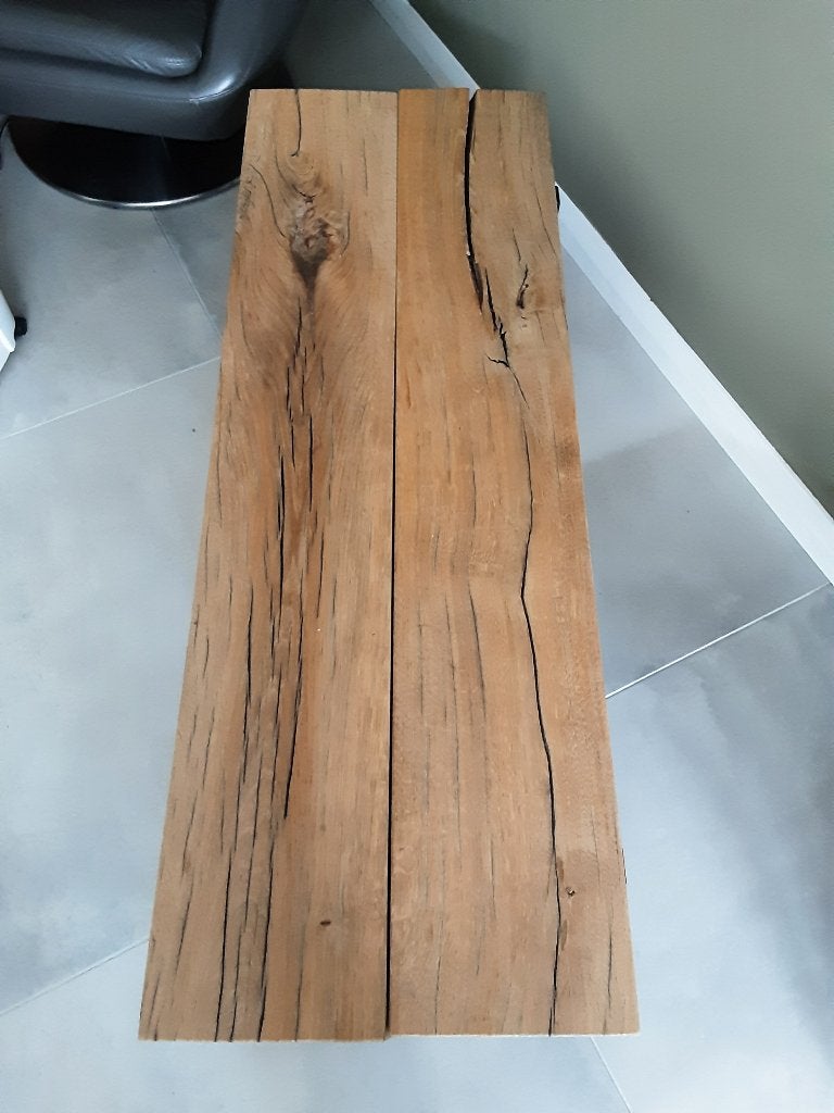 Salontafel eiken bielzen, Ophalen, 100 tot 150 cm, Zo goed als nieuw, Eikenhout