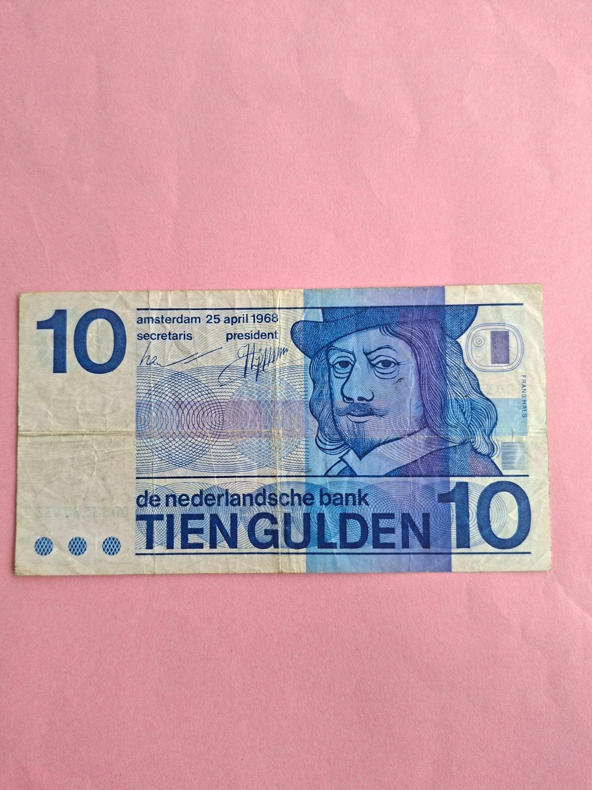10 gulden Frans Hals Bulsseye uit 1968 in ZF-
Serie nummer 0, Postzegels en Munten, Bankbiljetten | Nederland, Ophalen of Verzenden