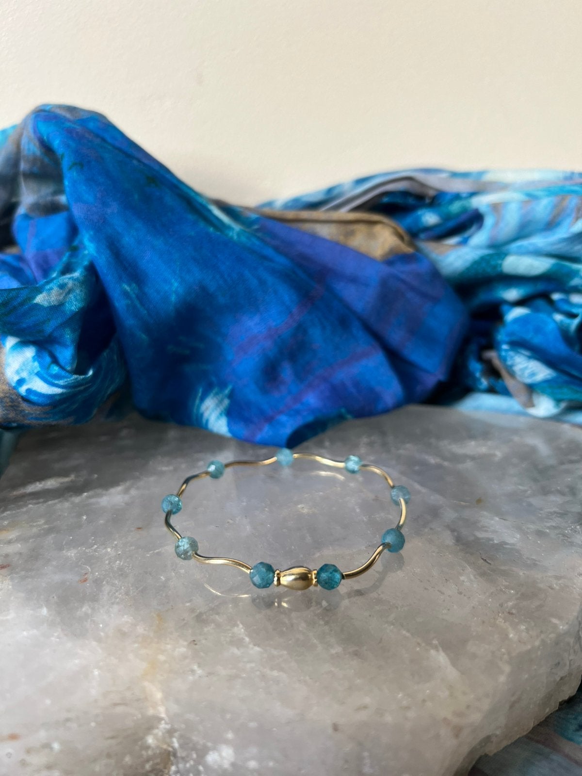 Aquamarijn beschermt intuïtie balans meditatie uniek, Met bedels of kralen, Blauw, Magnolia11, Nieuw