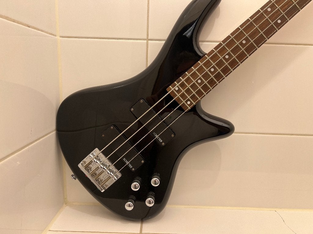 Schecter Diamond Series Stiletto Deluxe Basgitaar Zwart, Ophalen, Zo goed als nieuw, Elektrisch