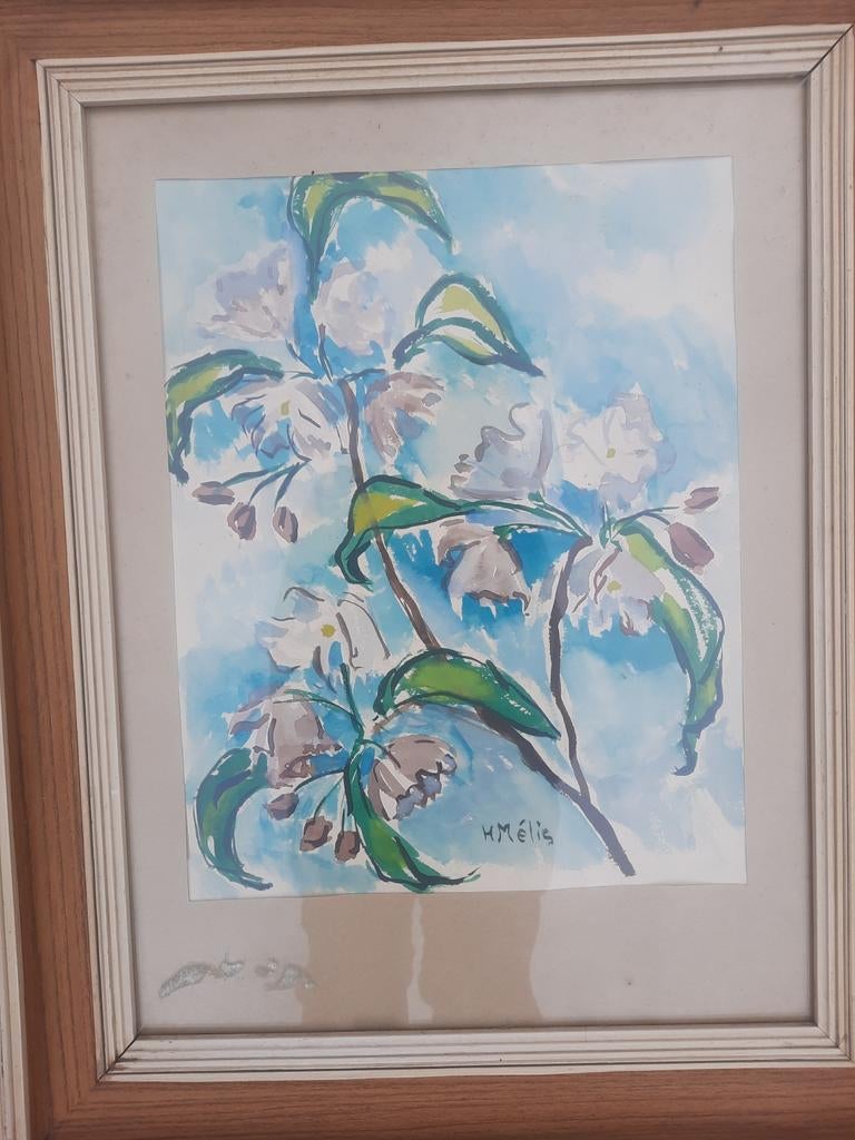 Schilderij bloesem H. Melis, ingelijst, Antiek en Kunst, Kunst | Schilderijen | Klassiek, Ophalen