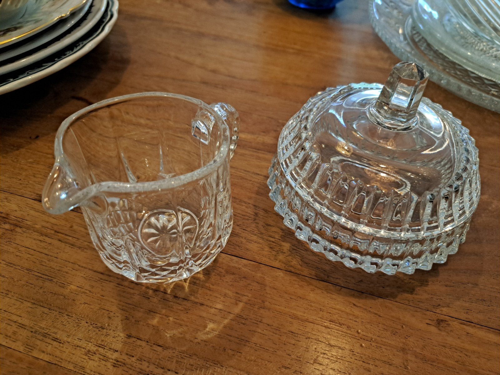Glazen Suiker- en Melkkannetje Set, Antiek en Kunst, Ophalen of Verzenden