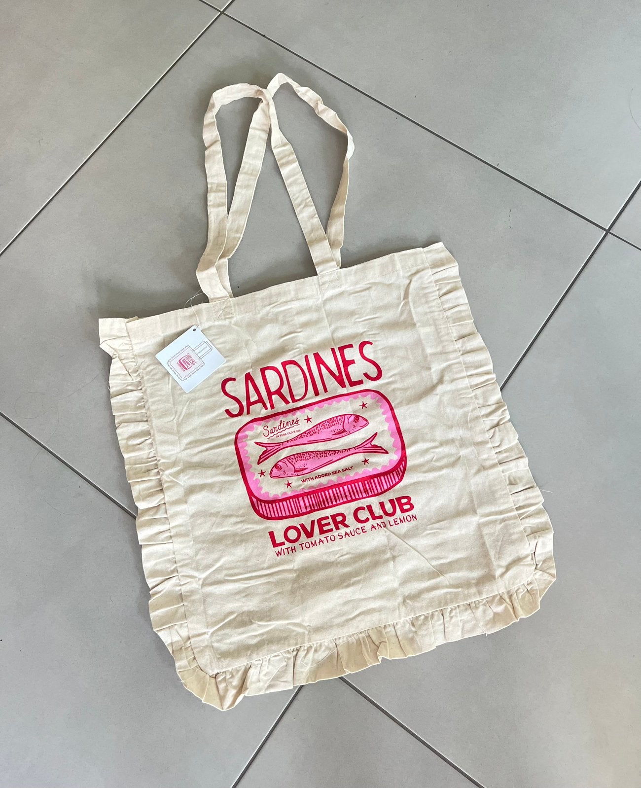 Leuke canvas tas met trendy ‘Sardines’ print NIEUW!, Ophalen of Verzenden, Nieuw, Roze, Shopper